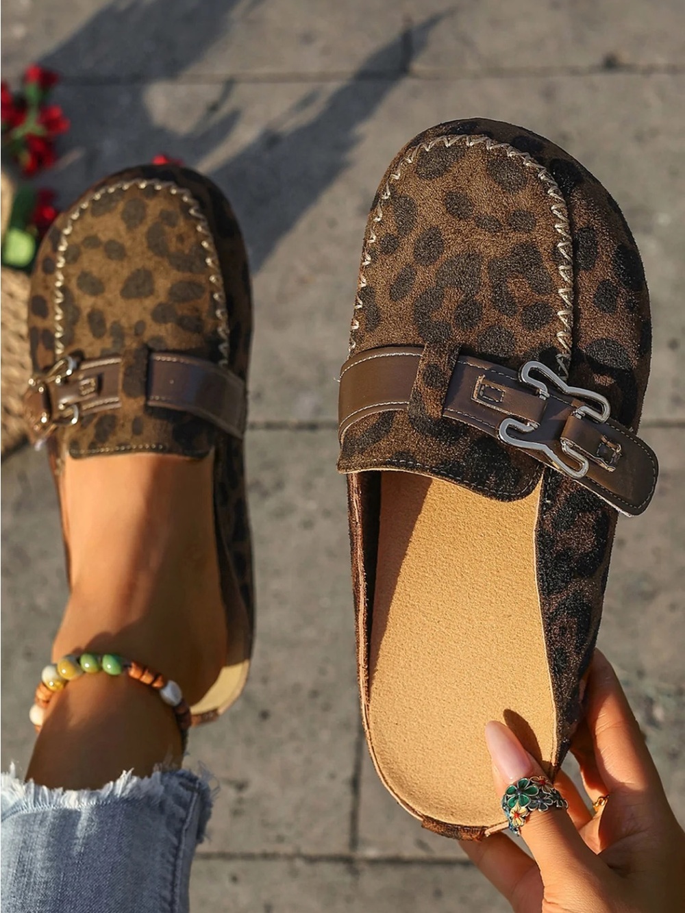LAST ONE Leopard Print Slip-On Women’s Loafer Mules